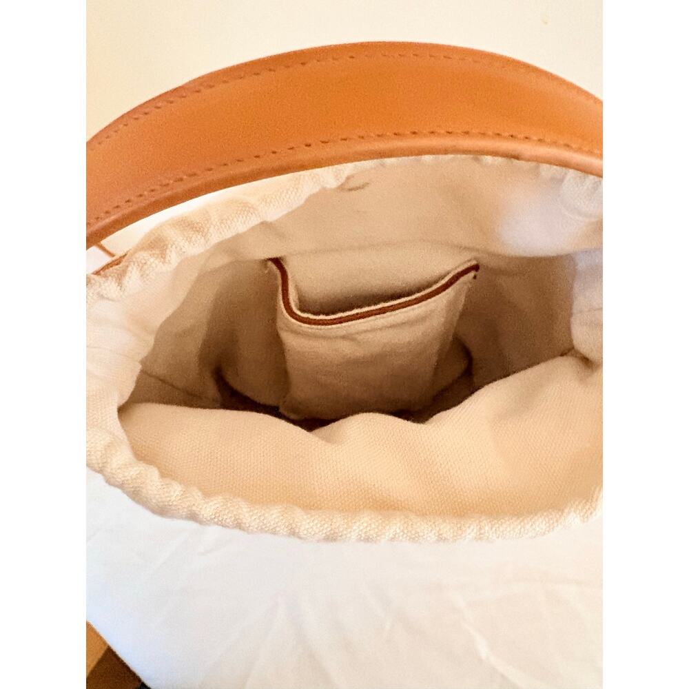 Woven Straw Bucket Bag Crossbody Satchel Boho Summer Purse Neutral Tan - Picture 3 of 6